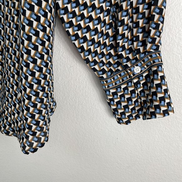 Max Studio Womens Plus 2X Geometric Button Up Blouse Long Sleeve Shirt Top - Picture 6 of 10